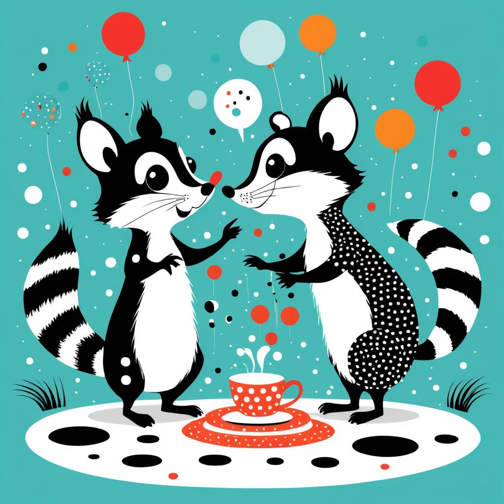 Whimsical Squirrel and Raccoon Adventure