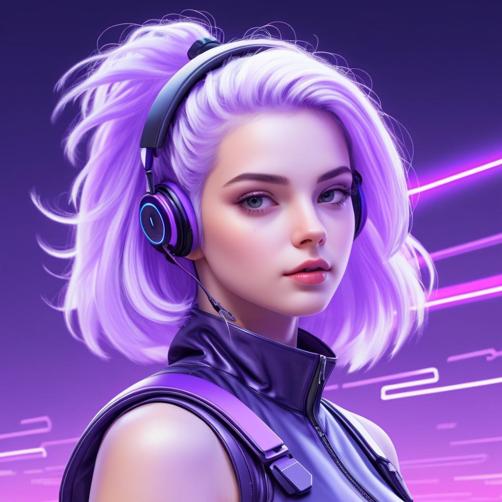 Cyberpunk Girl with Lavender Hair