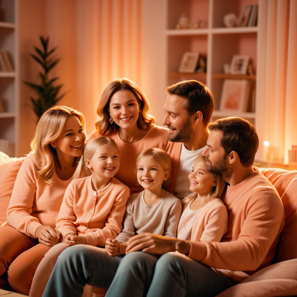 Warm Family Evening in Cozy Living Room