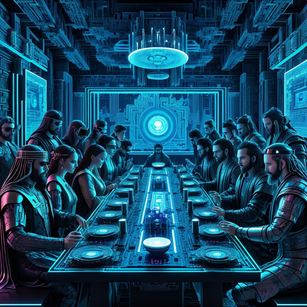 Cyberpunk Last Supper on a Motherboard