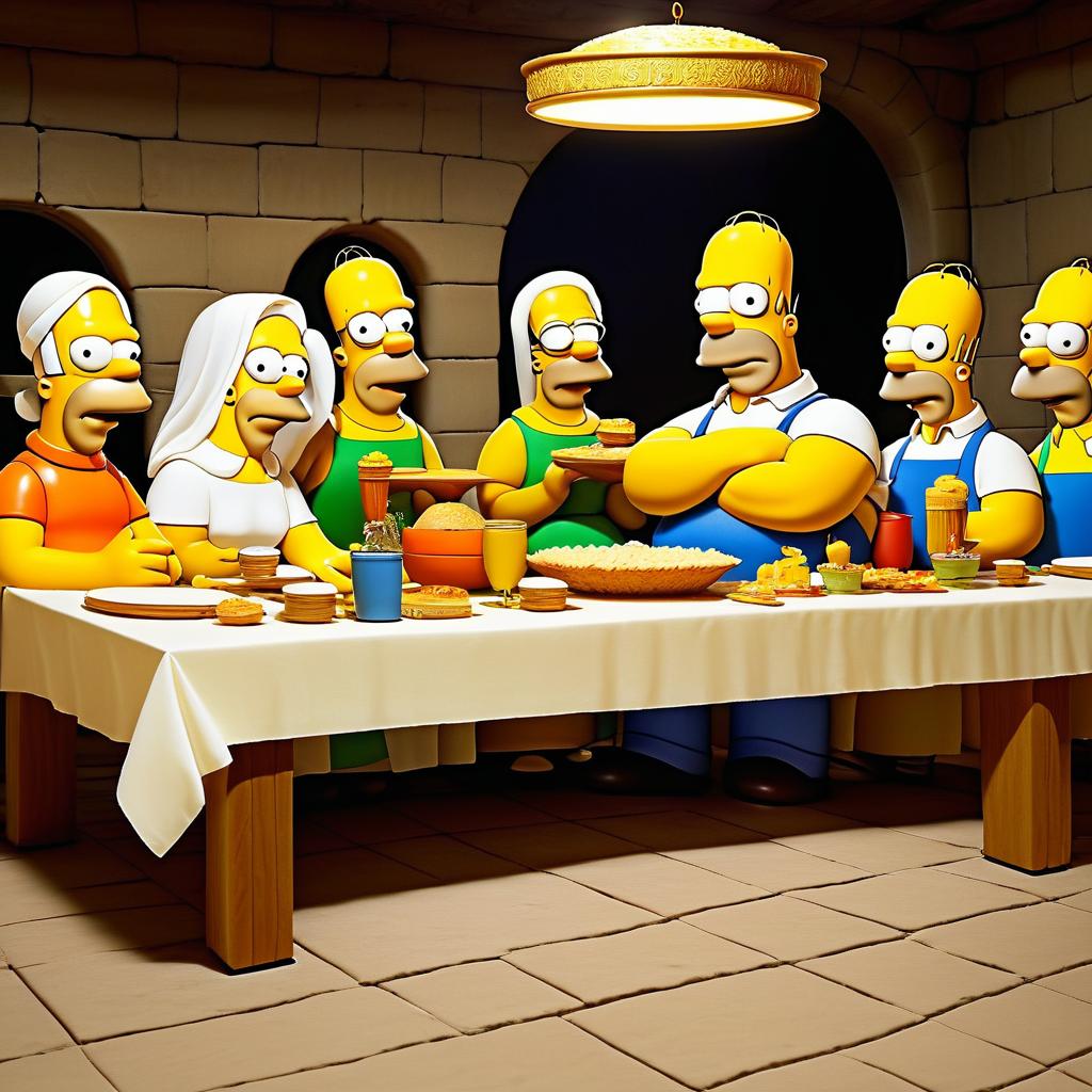 Homer Simpson's Humorous Last Supper Scene