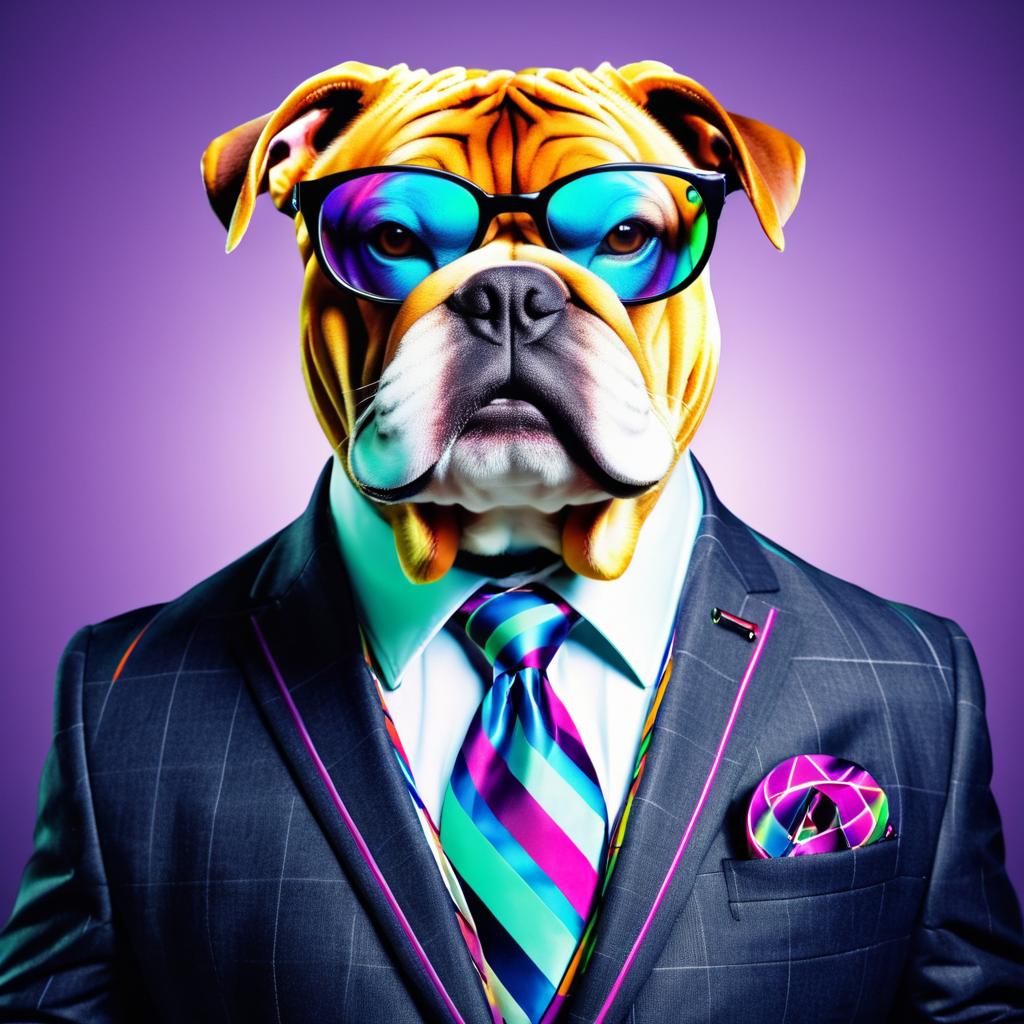 Dapper Bulldog in Stylish Attire