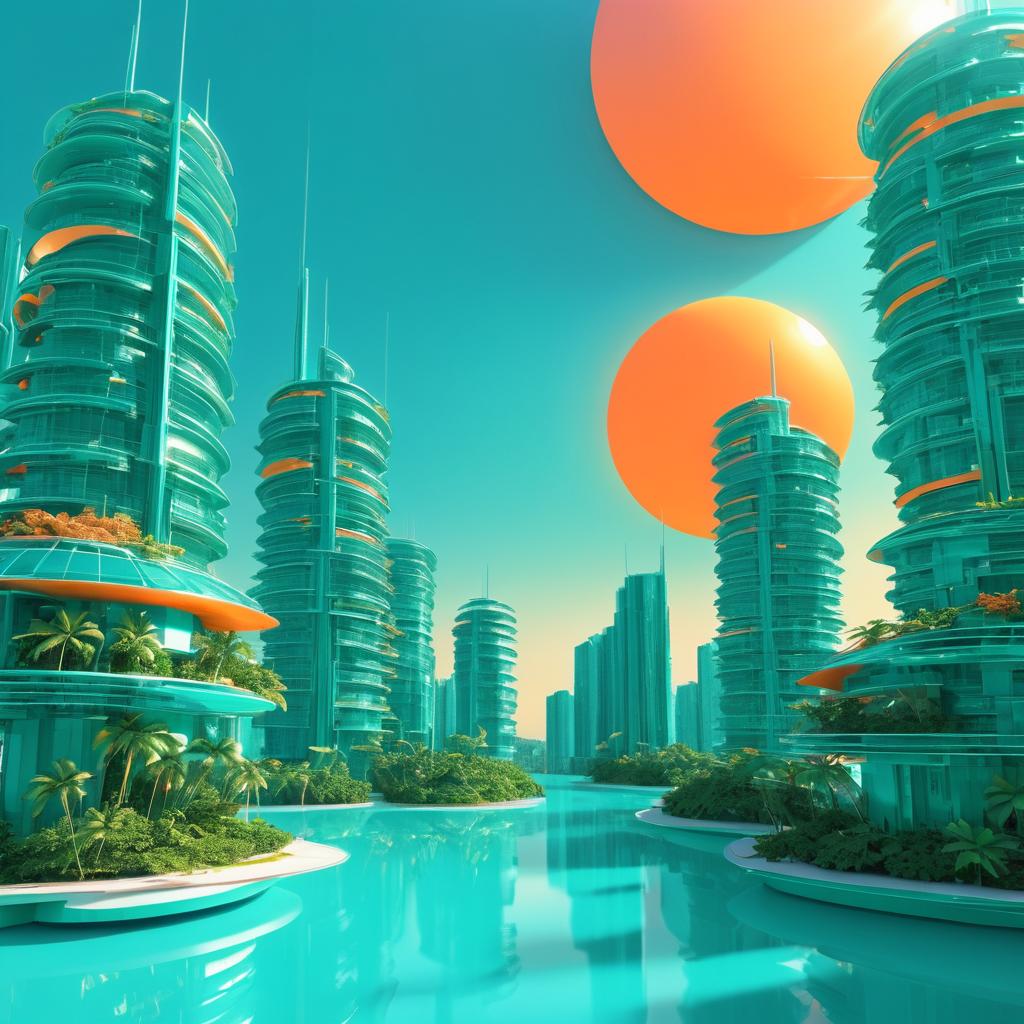 Futuristic City with Tropical Island Vibes