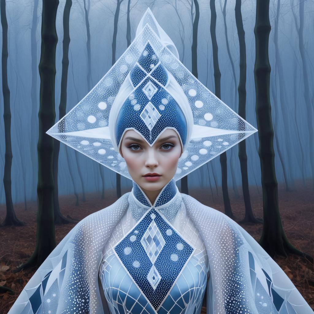 Enigmatic Couture in Misty Woods