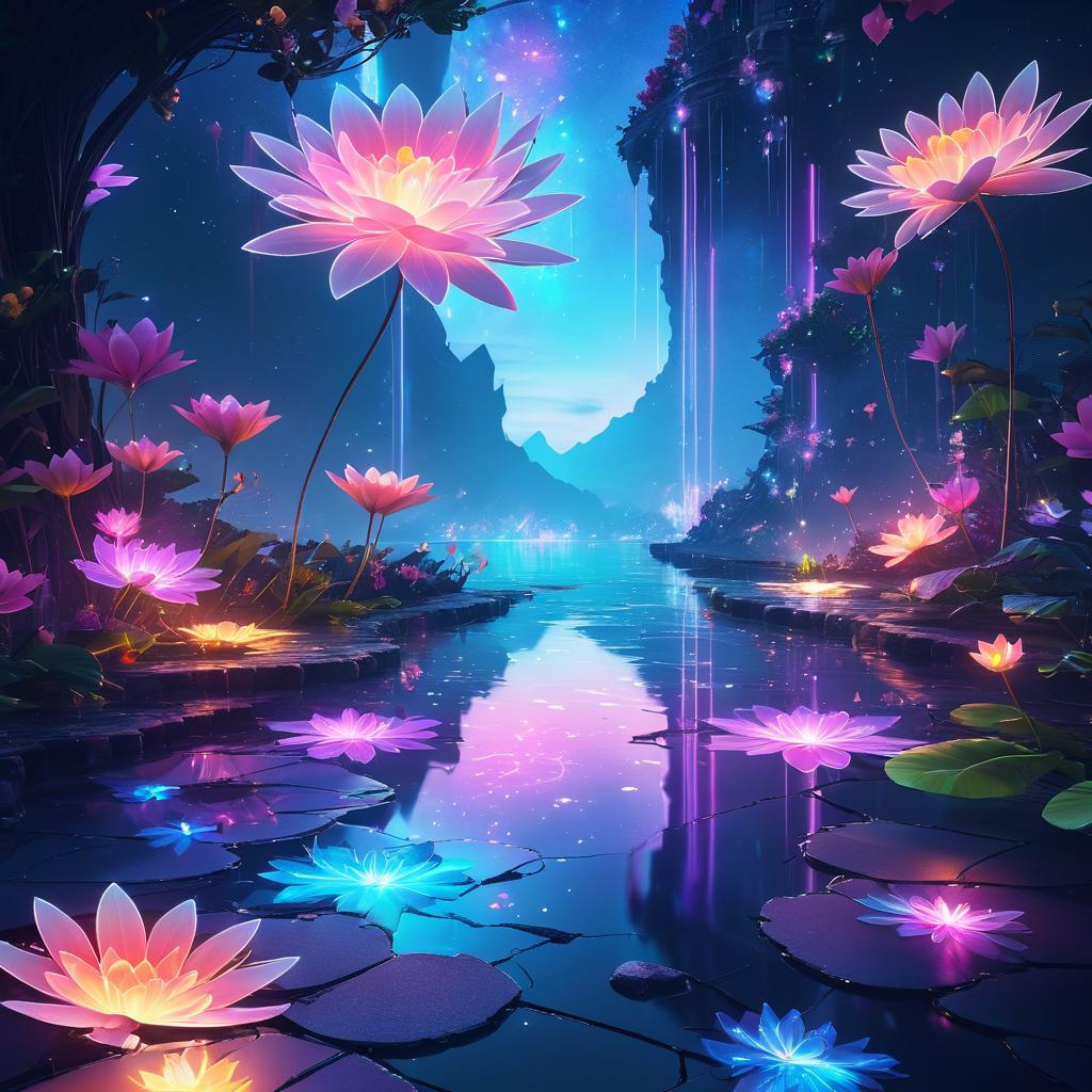 Enchanted Dreamscape with Neon Flora