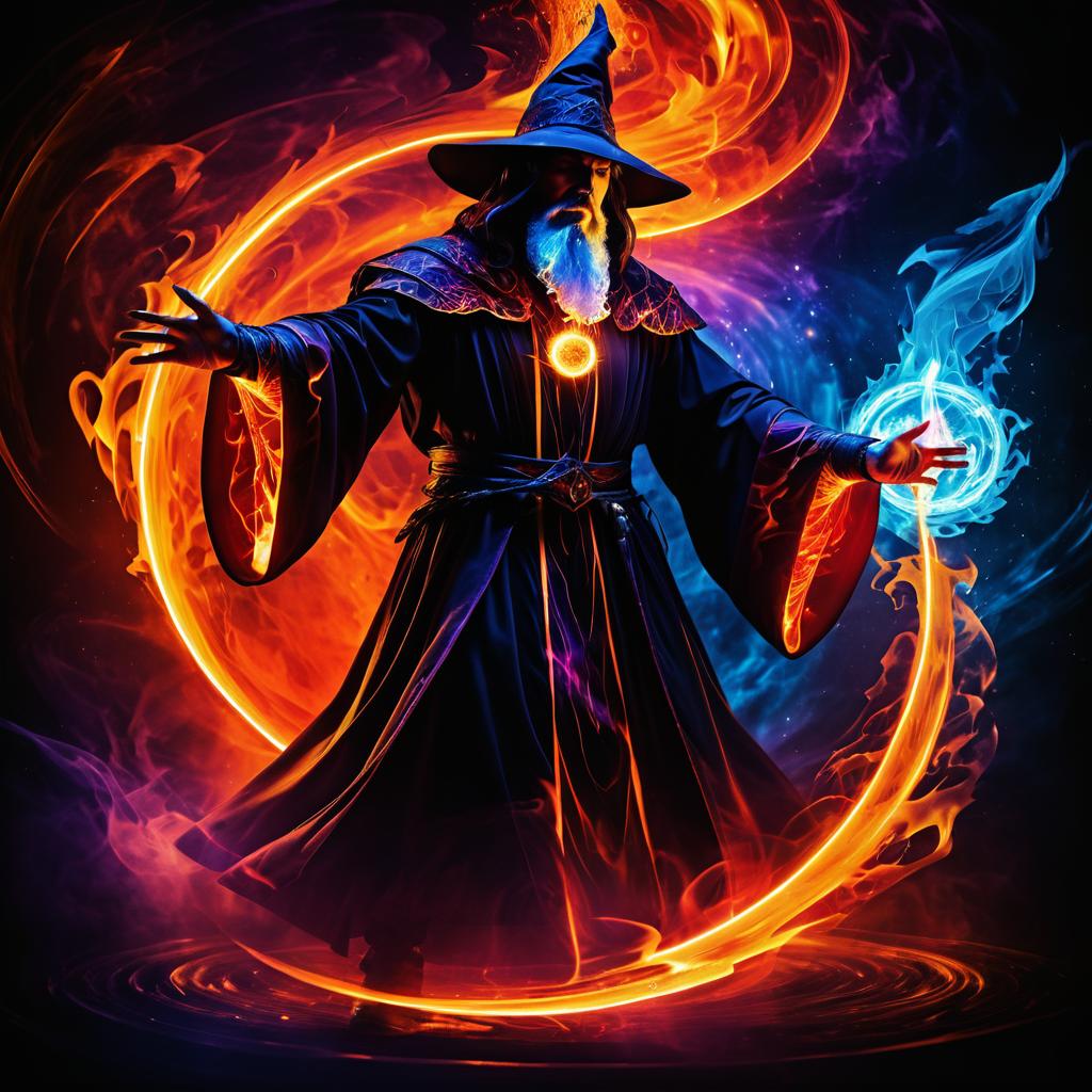 Mystical Sorcerer Casting a Spell