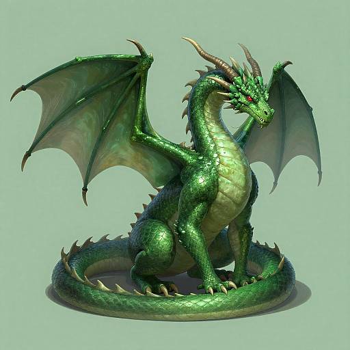 Emerald Green Dragon Fantasy Illustration