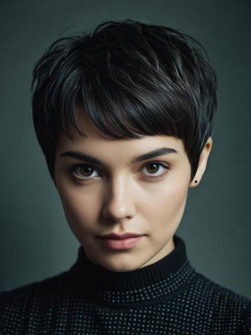 Portrait of Woman with Pixie Cut Hairstyle