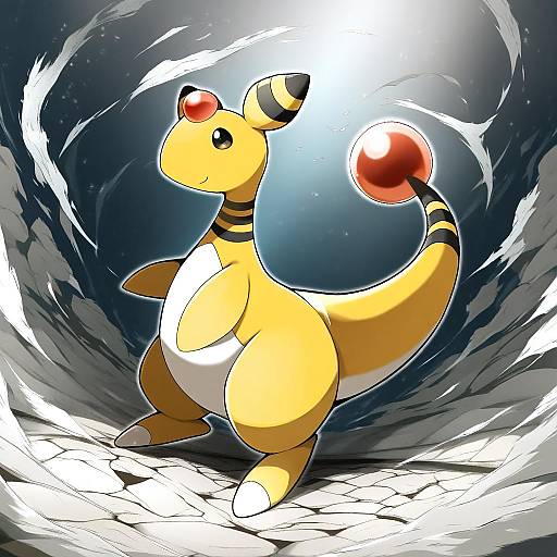 Illustration of Ampharos, pokemon in the style of Naz (garyuuya)