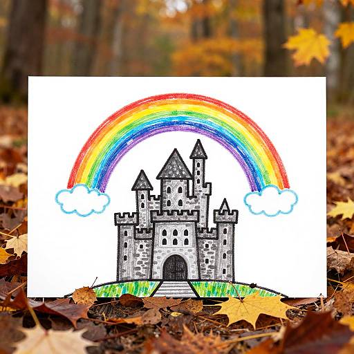 Child's Cozy Autumn Castle Drawing