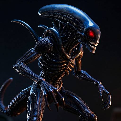 Xenomorph Alien with Glowing Red Eye
