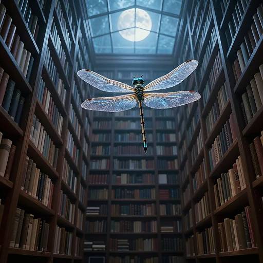 Surreal Cyberpunk Dragonfly Librarian