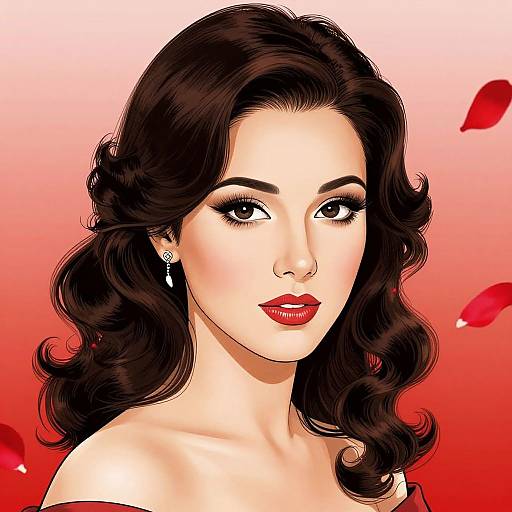 Romantic Comic Style Woman Portrait