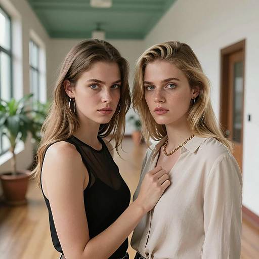 Intense Connection in a Stylish Hallway