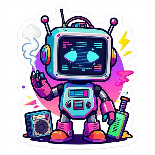 Chibi Robot Fashion Blogger Sticker