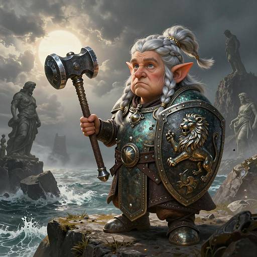Epic Female Dwarf Matriarch in Fantasy Scene