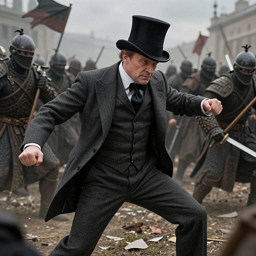 Cinematic Fantasy Battle with Top Hat