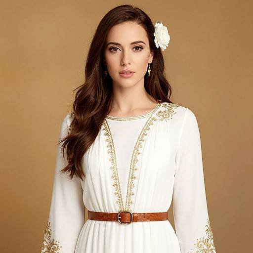Elegant Woman in White Dress