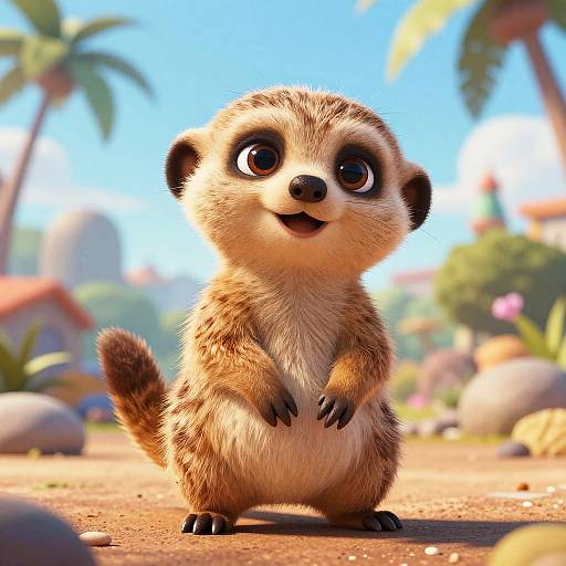 Adorable Pixar-Style Baby Meerkat