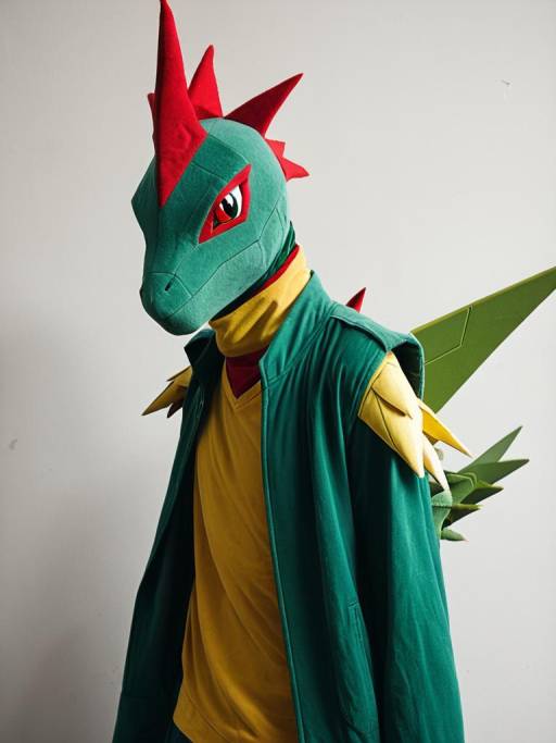 Man in Realistic Sceptile Cosplay Costume