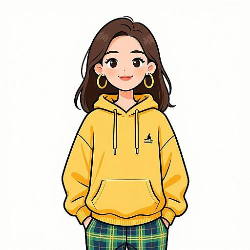 Smiling Woman in Yellow Hoodie