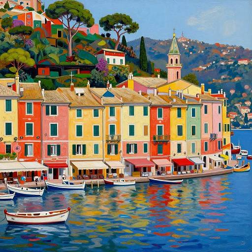 Vibrant Portofino Landscape Painting