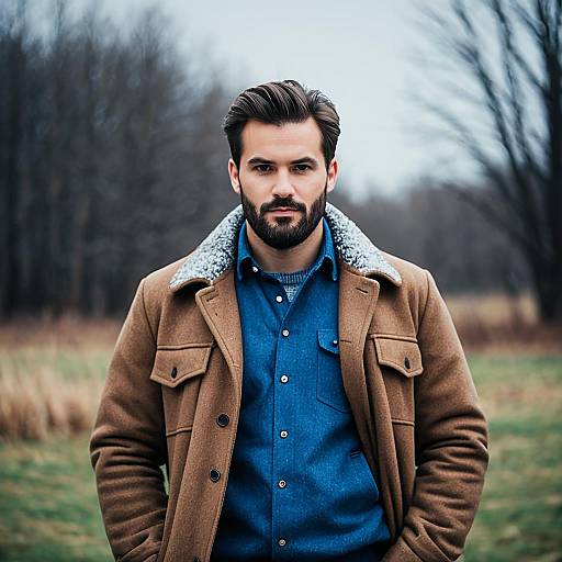 Man in Brown Winter Coat Outdoors