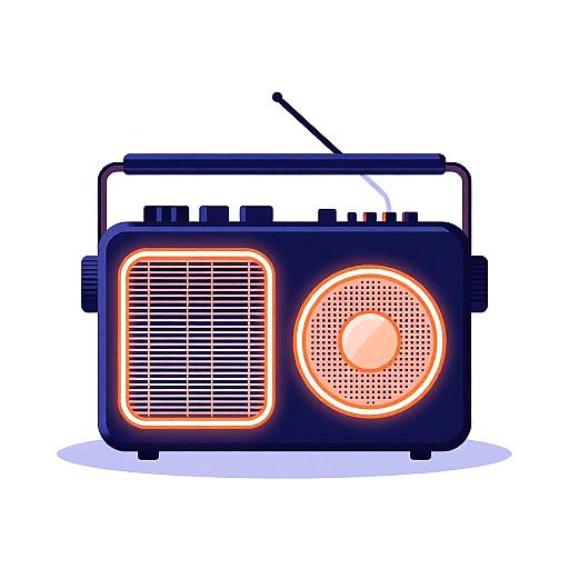 Elegant Retro-Futuristic Neon Radio