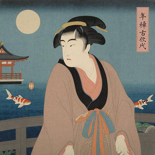 Astral Koi Priest Ukiyo-e Portrait