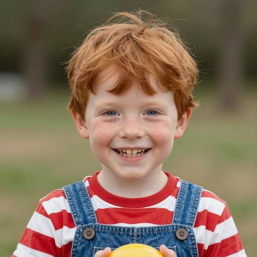 Cheerful Child with Red Hair and Smile