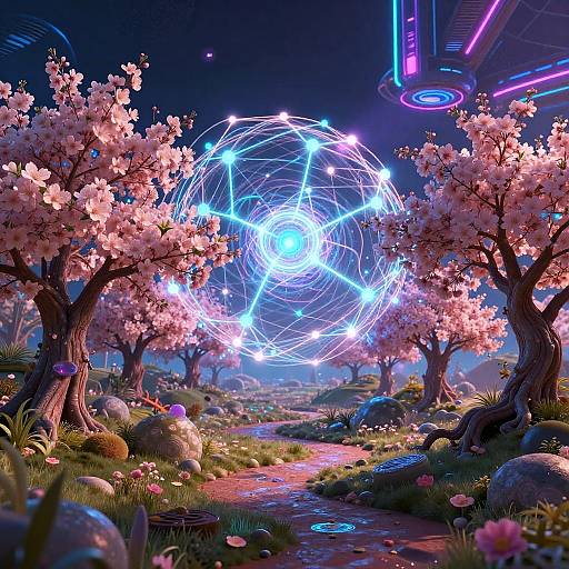 Surreal Tech-Nature Fusion Landscape