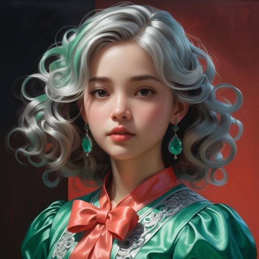 Kawaii Young Girl in Emerald Green Blouse Kawaii Young Girl in Emerald Green Blouse