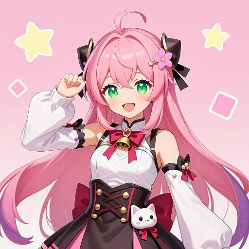 Cheerful Pink-Haired Virtual YouTuber