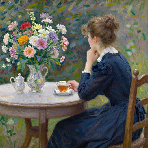 Russian Impressionist Woman with Tea