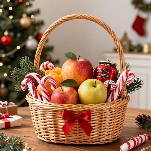 Festive Christmas Fruit and Candy Basket