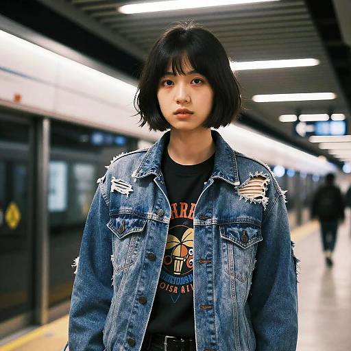 Stacked Bob Subway Fashion Editorial