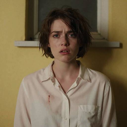 Dramatic Portrait of Concerned Young Woman