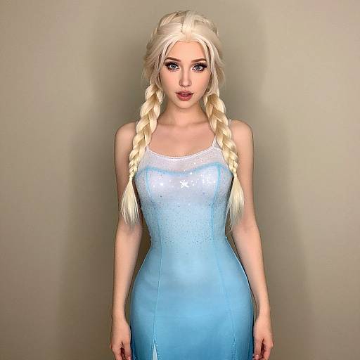 Realistic Elsa Costume with Twin Braids