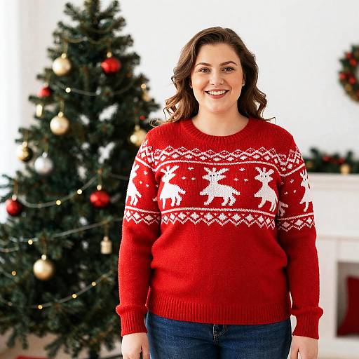 Plus Size Woman in Christmas Sweater