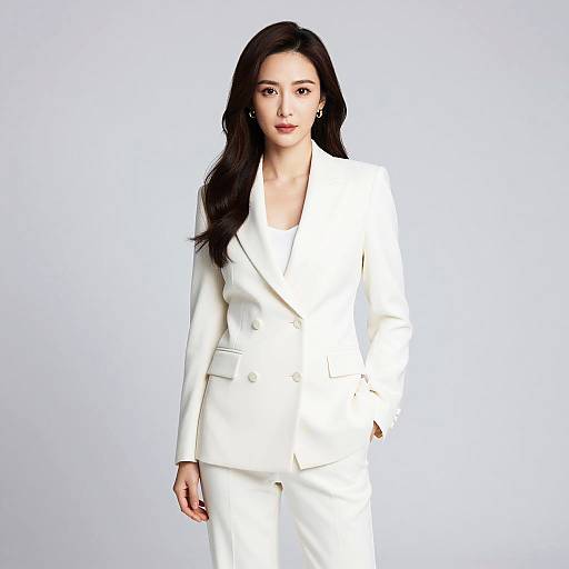 Elegant Woman in Modern White Suit