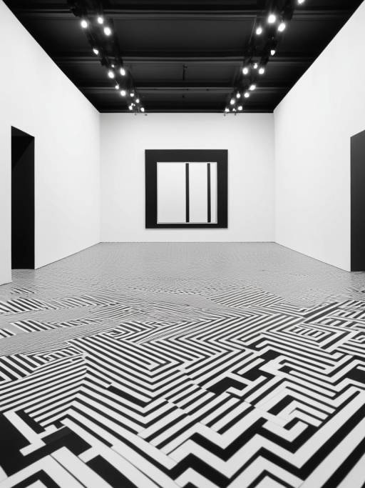 Modern Art Gallery with Black and White Patterns
