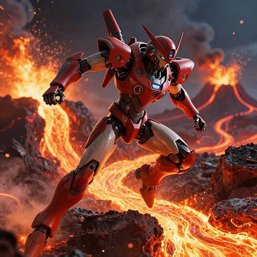 Allura's Mech Battle on Volcanic Planet