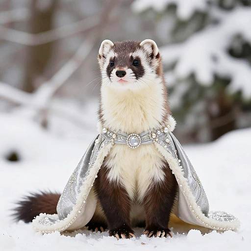 Regal Ermine Portrait in Ivory Cloak