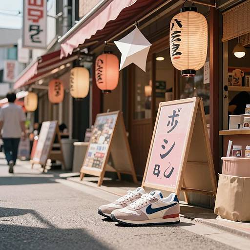 Retro Sneakers in Sunny Tokyo Market