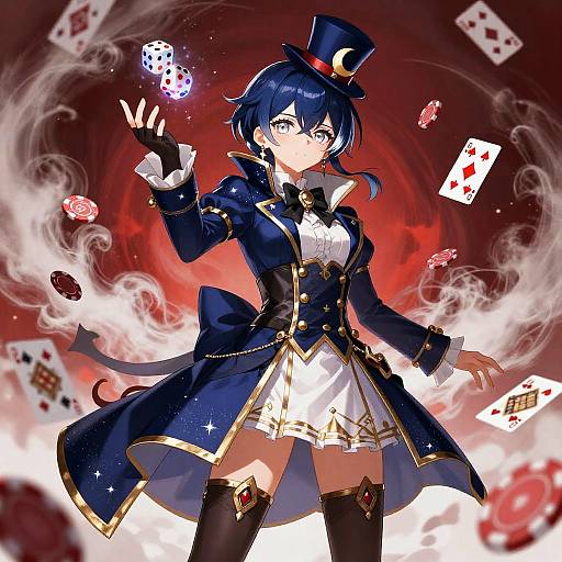 Anime Circus Illusionist with Magical Dice