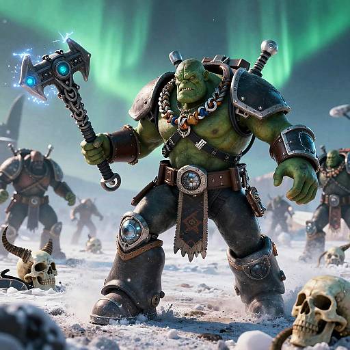 Electrified Ork Warlord Charging Into Battle