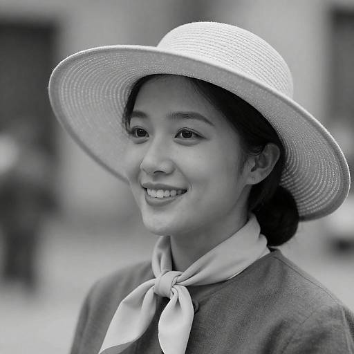 Elegant Woman in Hat and Scarf