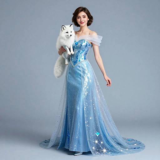 Graceful Woman with Arctic Fox