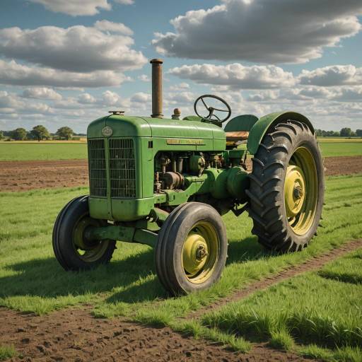 Vintage John Deere Tractor in Rural Field