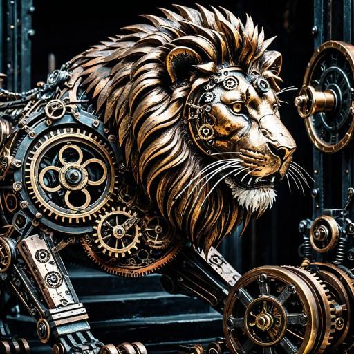 Intricate Victorian Steampunk Clockwork Lion